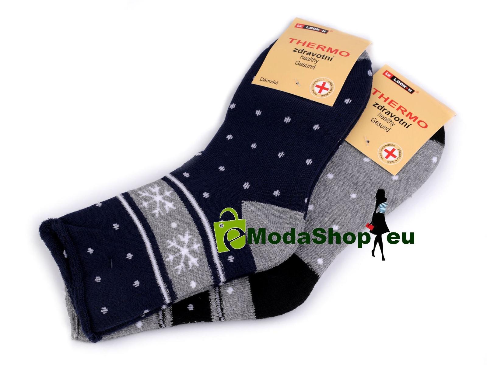 Dámske bavlnené ponožky thermo so zdravotným lemom, vločka, 1 pár (rôzne farby, veľkosti)