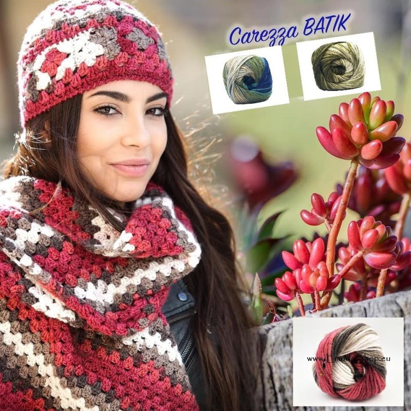 CAREZZA BATIK, 100g/380m, 21 farebných mixov, Oeko-tex® 1