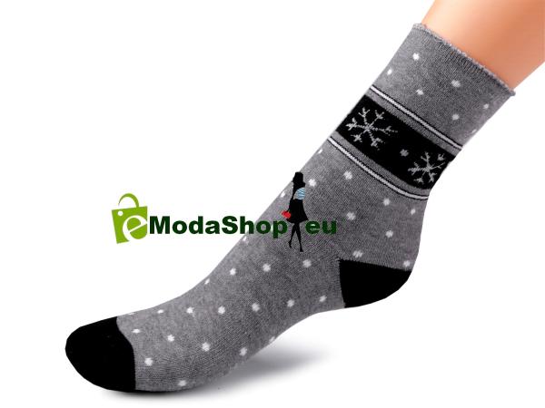 Dámske bavlnené ponožky thermo so zdravotným lemom, vločka, 1 pár (rôzne farby, veľkosti)