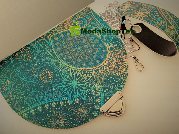 Set LEA = Poklop + kombinovaný popruh, Vzor: Mehndi, strieborné komponenty